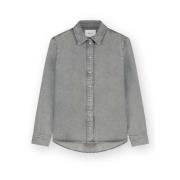 Grijze Denim Blouse met Parelmoer Knopen Homage , Gray , Dames