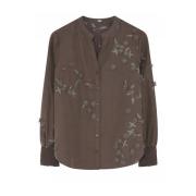 Melange Carmen Shirt Blouse Gustav , Brown , Dames