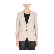 Jasje met puntige revers Wolmix Saulina , Beige , Dames