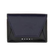 Snap Button Tri-Fold Portemonnee Marni , Black , Heren