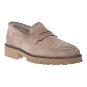 Loafers in grey suede leather Baldinini , Beige , Heren