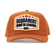 Logo Patch Distressed Baseball Cap Dsquared2 , Brown , Unisex