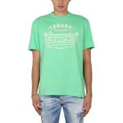 Logo Print T-Shirt met Ketting Dsquared2 , Green , Heren