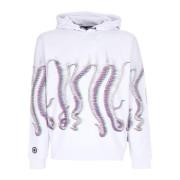 Witte Fuzzy Hoodie Sweatshirt met lange mouwen Octopus , White , Heren