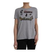 Paillet T-shirt met versieringen Dolce & Gabbana , Gray , Dames