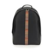 Signature Stripe Leren Rugzak Paul Smith , Black , Heren