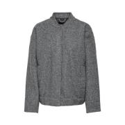 Boucle Bomber Jack Donkergrijs Melange Only , Gray , Dames