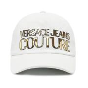 Witte Baseballpet met Gouden Logo Versace Jeans Couture , White , Here...