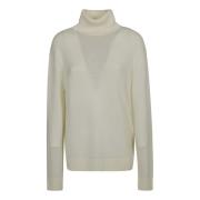 Witte Snow Roll Neck Wollen Trui Jil Sander , Beige , Dames