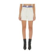 Katoenen High-Waisted Boxer Shorts Alexander Wang , White , Dames