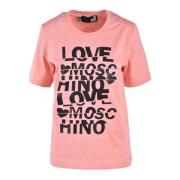 Roze Print Katoenen T-shirt Love Moschino , Pink , Dames