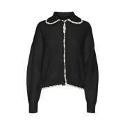 Zwarte Cardigan met Berken Details Vero Moda , Black , Dames