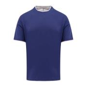 Katoenen Crew-neck T-shirt met korte mouwen Brunello Cucinelli , Blue ...