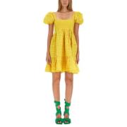 Katoenen Mini Jurk Regular Fit India Ganni , Yellow , Dames