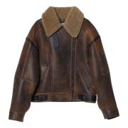 Leren Bikerjack Acne Studios , Brown , Dames