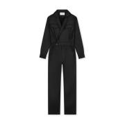 Zwarte flowy coated jumpsuit met cross over stijl Homage , Black , Dam...