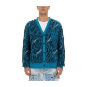 Mohair Alpaca V-Neck Cardigan Amiri , Blue , Heren