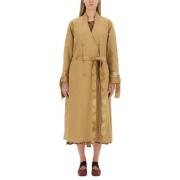 Stijlvolle Oversized Katoen Linnen Jas UMA Wang , Beige , Dames