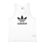 Witte Tanktop met Trefoil Logo Adidas , White , Heren