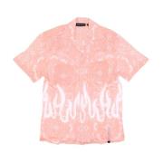 Flames Bandana Print Short Sleeve Shirt Vision OF Super , Pink , Heren