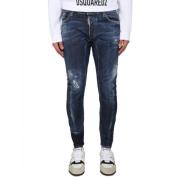 Biker Fit Jeans met knoopsluiting Dsquared2 , Blue , Heren