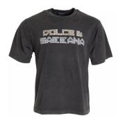 Grijze Logo Versierd Katoenen T-shirt Dolce & Gabbana , Gray , Heren