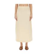 Wollen Midi Rok Jil Sander , Beige , Dames