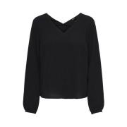 Zwarte lange mouw Mallory top Only , Black , Dames