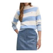 Rugby Style Mock-Neck Sweater Vrouwen Tommy Hilfiger , Blue , Dames