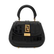 Griekse Godin Leren Tas Versace , Black , Dames