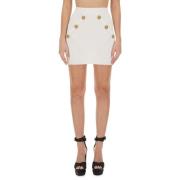 Gebreide Rok Gemaakt in Frankrijk Balmain , White , Dames