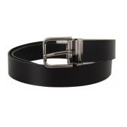 Zwarte leren riem met metalen gesp Dolce & Gabbana , Black , Heren