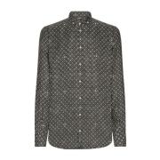 Zwart Zijden Shirt met Geometrisch Patroon Dolce & Gabbana , Black , H...