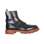 Leren Worker Boots met Dikke Zool Alexander McQueen , Black , Heren