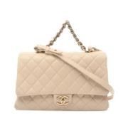 Pre-owned Leather shoulder-bags Chanel Vintage , Beige , Dames