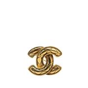 Pre-owned Metal brooches Chanel Vintage , Yellow , Dames