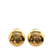 Pre-owned Metal earrings Chanel Vintage , Yellow , Dames