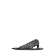 Zwarte Leren Strass Sandalen The Attico , Gray , Dames