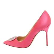 Pre-owned Satin heels Manolo Blahnik Pre-owned , Pink , Dames