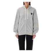 Grijze Gebreide Hoodie Met Rits Dubbel-Hart Patch Comme des Garçons , ...