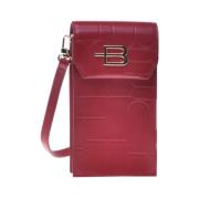 Mobile phone holder in red quilted leather with monogram Baldinini , P...