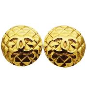 Pre-owned Metal earrings Chanel Vintage , Yellow , Dames