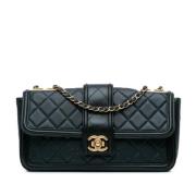 Pre-owned Leather chanel-bags Chanel Vintage , Blue , Dames