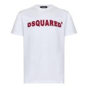 Wit Crewneck T-shirt met bedrukte letters Dsquared2 , White , Heren