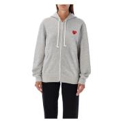 Rode Hart Rits Hoodie Gebreide Kleding Comme des Garçons , Gray , Dame...