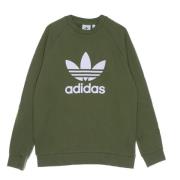 Klassieke Trefoil Crewneck Sweatshirt Olijf/Wit Adidas , Green , Heren