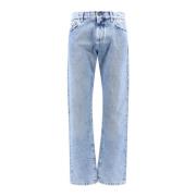 Blauwe Jeans met Medusa Knoopsluiting Versace , Blue , Heren