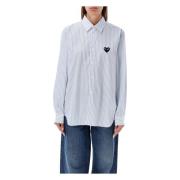 Gestreept Hart Patch Shirt Comme des Garçons , White , Dames