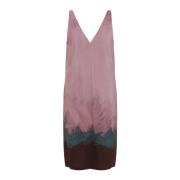 Zijdeblend Roze Paarse Jurk Dries Van Noten , Pink , Dames