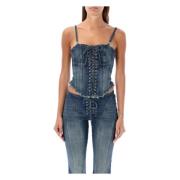 Blauw Denim Korset Topwear Misbhv , Blue , Dames